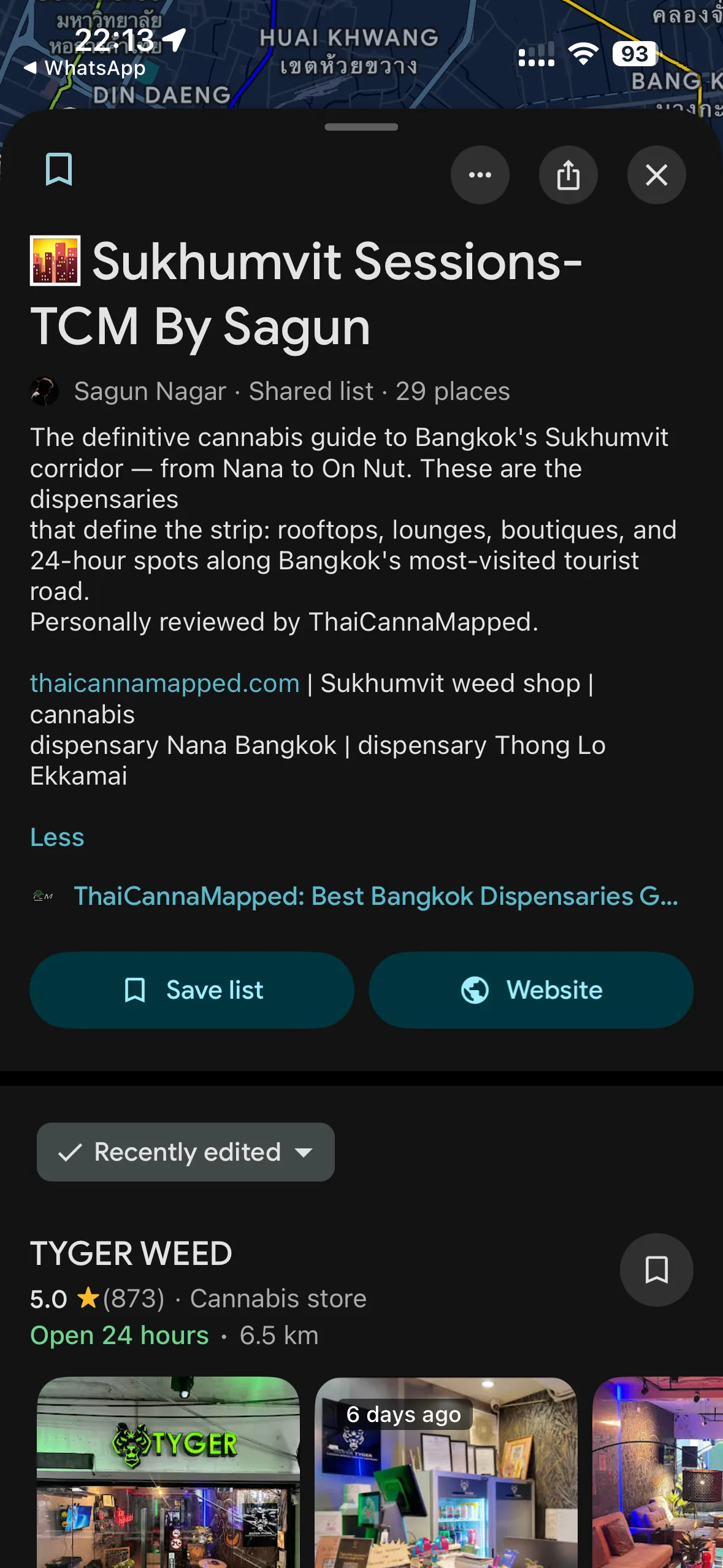 Sukhumvit Sessions Bangkok cannabis dispensaries Google Maps list